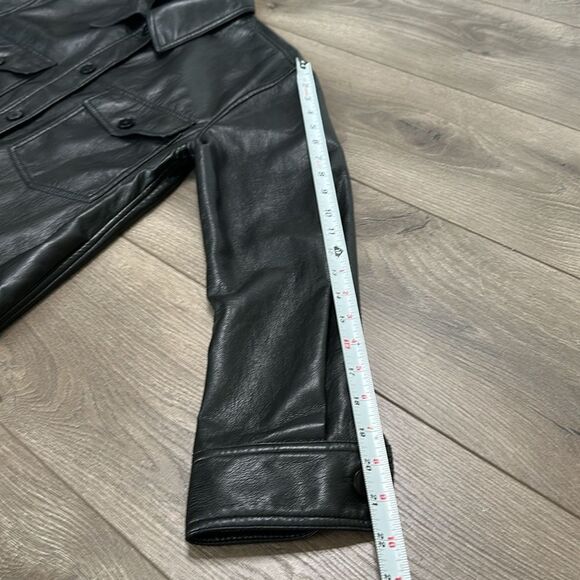 Wilfred By Aritzia Vegan Leather Shirt Jacket Black Shacket Size Small - Picture 10 of 13